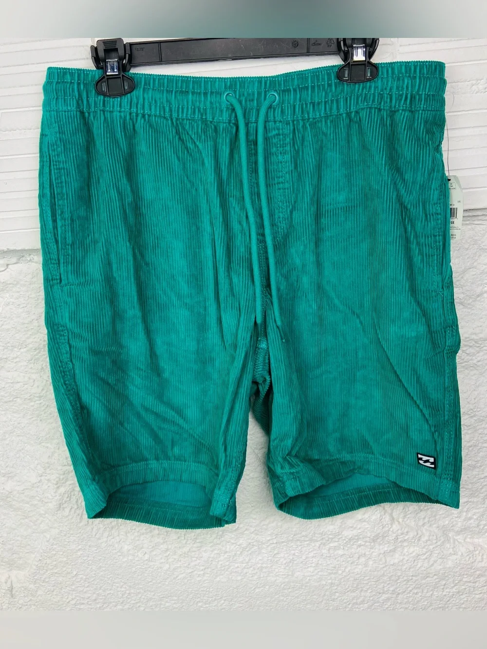 NWT Billabong Teal Athletic Corduroy cotton Drawstring Shorts size large